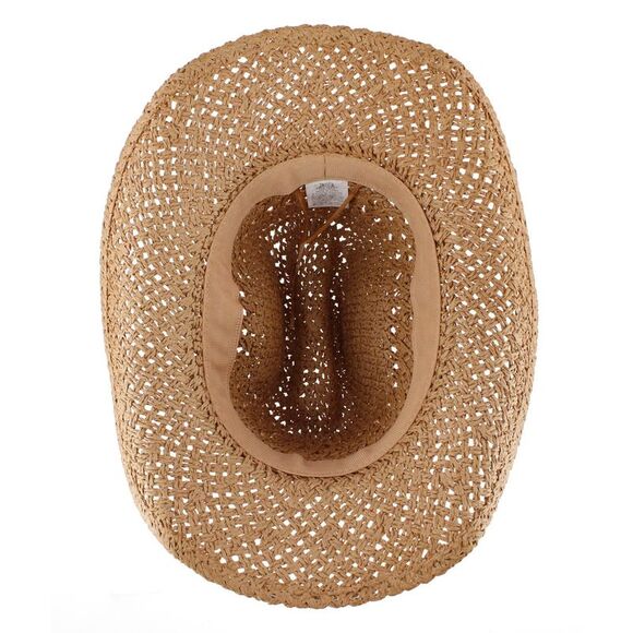 CTM Women's Braided Bead Straw Cowboy Hat - Picture 4 of 4